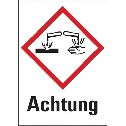 Dreifke® Gefahrstoffetiketten - Ätzwirkung (GHS05) Signalwo - 37x52 mm Folie selbstklebend