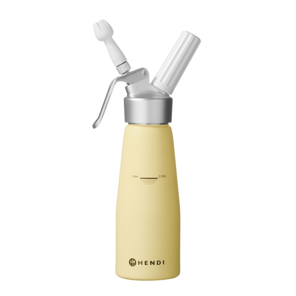 Dispensador de crema Hendi de 0,5 litros en color amarillo pastel y ø80mm