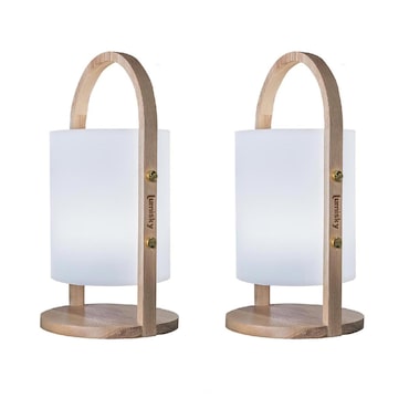 Lumisky 2 Lanternes sans fil LED WOODY H37cm Bois Bois