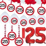 thumbnail of 25. Geburtstag Verkehrsschild Party Deko Set rot weiß Mann Frau Partyset