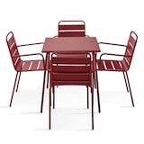 thumbnail of Set van een vierkante tuin tafel en 4 Paars stalen fauteuils Oviala