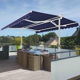 thumbnail of Ensemble store double pente 3x3 m et 4 dalles lestées bleu - Oviala