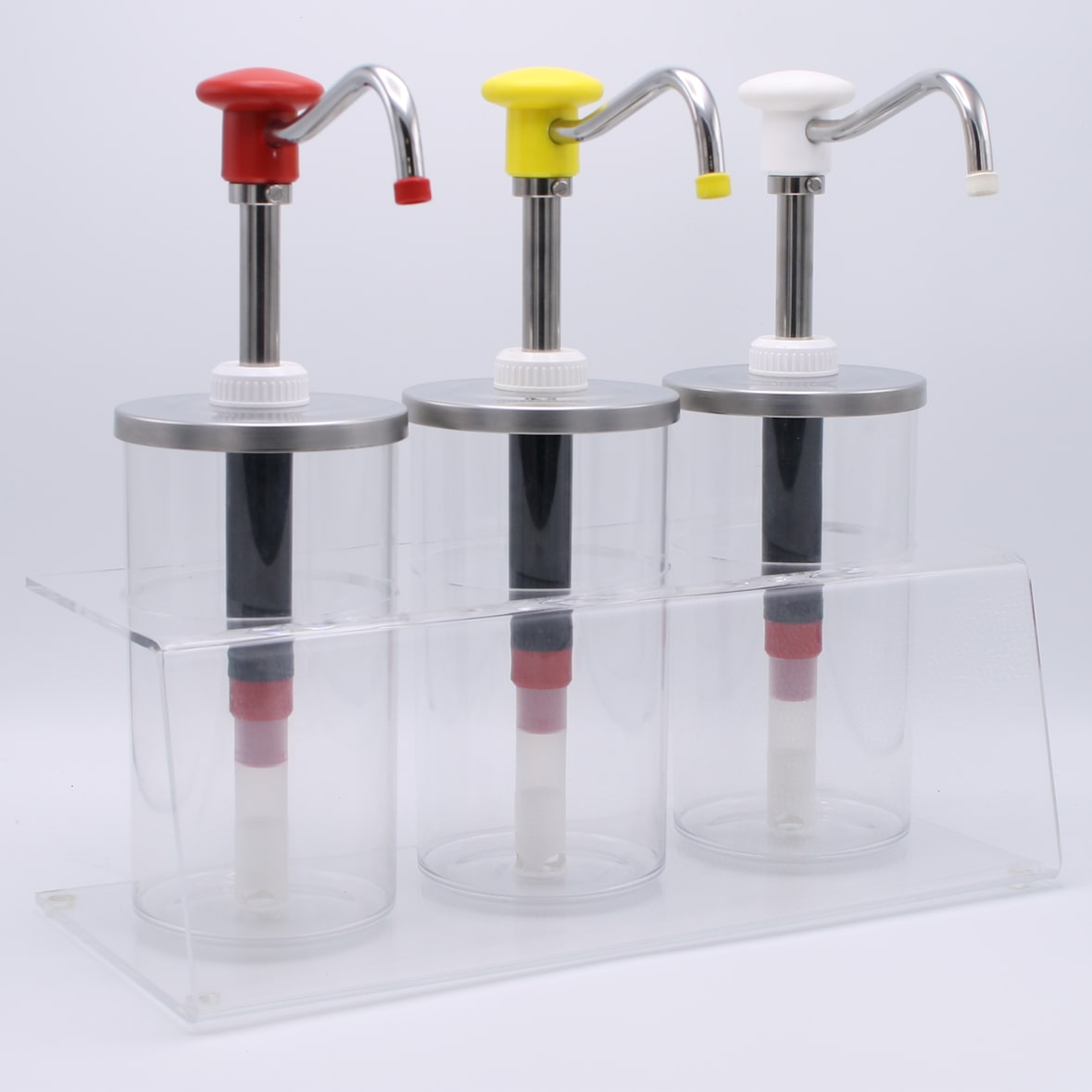 Bar à sauces Hovicon avec distributerus à poussoirs, contenants 1650 ml et support (PLX-R-BK-1650).
