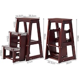 thumbnail of COSTWAY 3-stufige Trittleiter, klappbare Trittleiter-Hockerleiter, 66 cm hoch (braun)