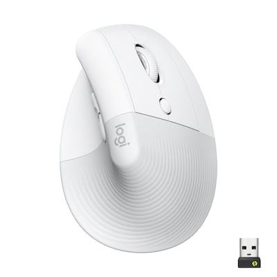 Logitech Ergonomische draadloze muis met 6 knoppen, verticaal, ecru, wit ecru