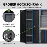 thumbnail of Werkstattwand 13-tlg. modulares Werkstattschranksystem aus Stahl mit massiver Holzarbeitsplatte blau