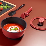 thumbnail of Masterpro Share & Play - 10-teiliges stapelbares Kochgeschirrset aus Aluminiumguss mit abnehmbarem Griff und roter Keramikbeschichtung