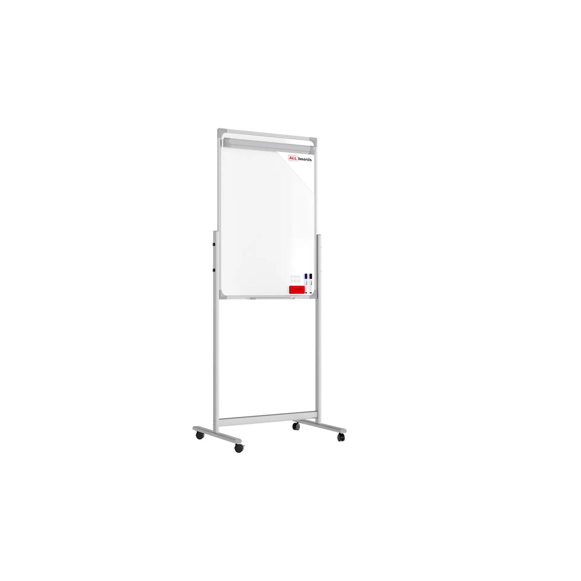 ALLboards Chevalet de Conférence Mobile Double Face 100x70cm sur Roulettes, Hauteur Réglable