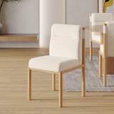 thumbnail of Esszimmerstuhl 2er Set Sherpa Beige 81x52x46 cm dick gepolstert mit Rückenlehne Metallgestell in Eichenholz Optik für Esszimmer Café