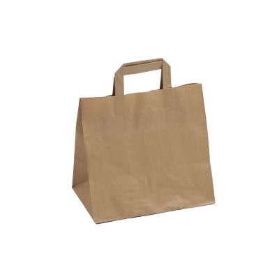 Sac kraft brun à poignée 260x(100x2 de soufflets)x250mm par 250 pièces JORIDEAL