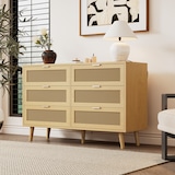 thumbnail of Kommode 120x40x76 Sideboard 6 Schubladen Stauraum Retro Schlafzimmer Büro Wohnzimmer Holz Eiche Metallgriffe modern