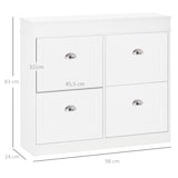 thumbnail of Mueble Zapatero de 4 Puertas Zapatero Estrecho con Estantes Ajustables y Extraíbles Capacidad de 16 Pares para Pasillo Entrada 98x24x83 cm Blanco