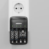 thumbnail of ABSINA Akku Ladegerät X4 für AA, AAA & 9V - Akkuladegerät 4-fach zum Laden von wiederaufladbaren Akkus - NiMH Ladegerät Akku Batterieladegerät