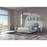 thumbnail of Cama con somier acolchada 140x200 microfibra azul claro Antea