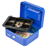thumbnail of HMF Geldkassette abschließbar, Kasse mit Münzeinsatz, 5 Münzfächer, 20 x 16 x 9 cm, Blau