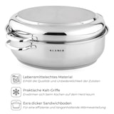 thumbnail of KLAMER Bräter mit Deckel 38 cm, backofengeeignet, 8,5L XXL Bräter mit Deckel, mit 4L Deckelpfanne, für alle Herdarten inkl. Induktion, Edelstahl Brät…