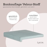 thumbnail of Lycce Bankauflage BLAU Klemmkissen gepolstert - mit 1 Leiste für Sitzbank ab Tiefe 35cm  - zb. für Gastraum, Stühle, Bänke etc.