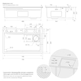 thumbnail of ML-Design Spülbecken Edelstahl 75 × 46 cm Anthrazit – Rechteckige Einbauspüle mit Wasserfall-Design, ausziehbarem Wasserhahn & Zubehör