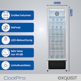 thumbnail of Exquisit Glastürkühlschrank, 280l Getränkekühlschrank mit LED, Umluft, 5 verstellbare Ablagen, CoolPro, GKS5260-GT-431D weiss