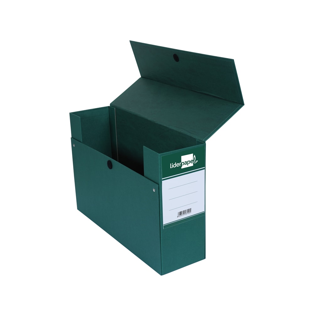 Caja Transferencia Liderpapel Folio Lomo 118 Mm Color Verde 390X118X260 Mm