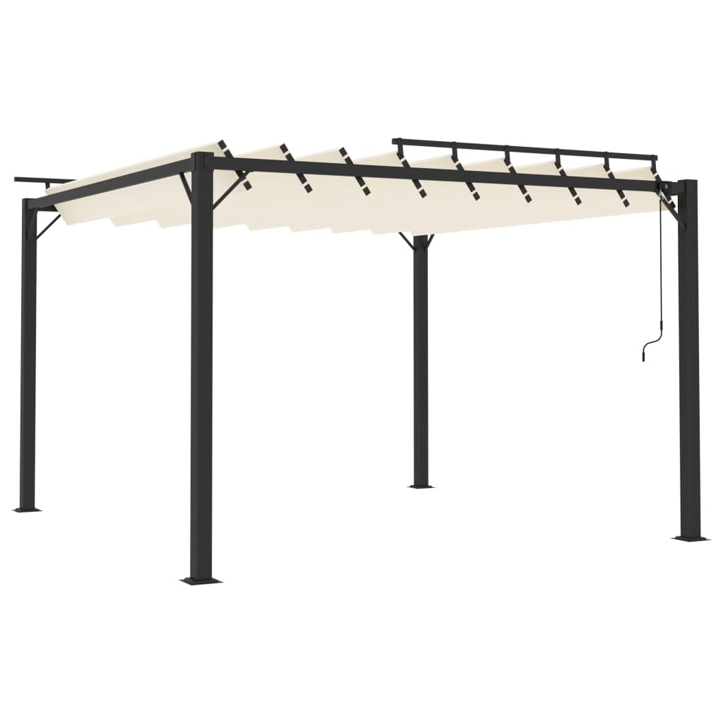 vidaXL Pergola mit Lamellendach 3x3 m Creme Stoff und Aluminium