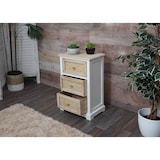 thumbnail of Kommode HWC-K87, Schubladenschrank Schrank, Holz Rattan 63x40x28cm ~ weiß, naturfarben