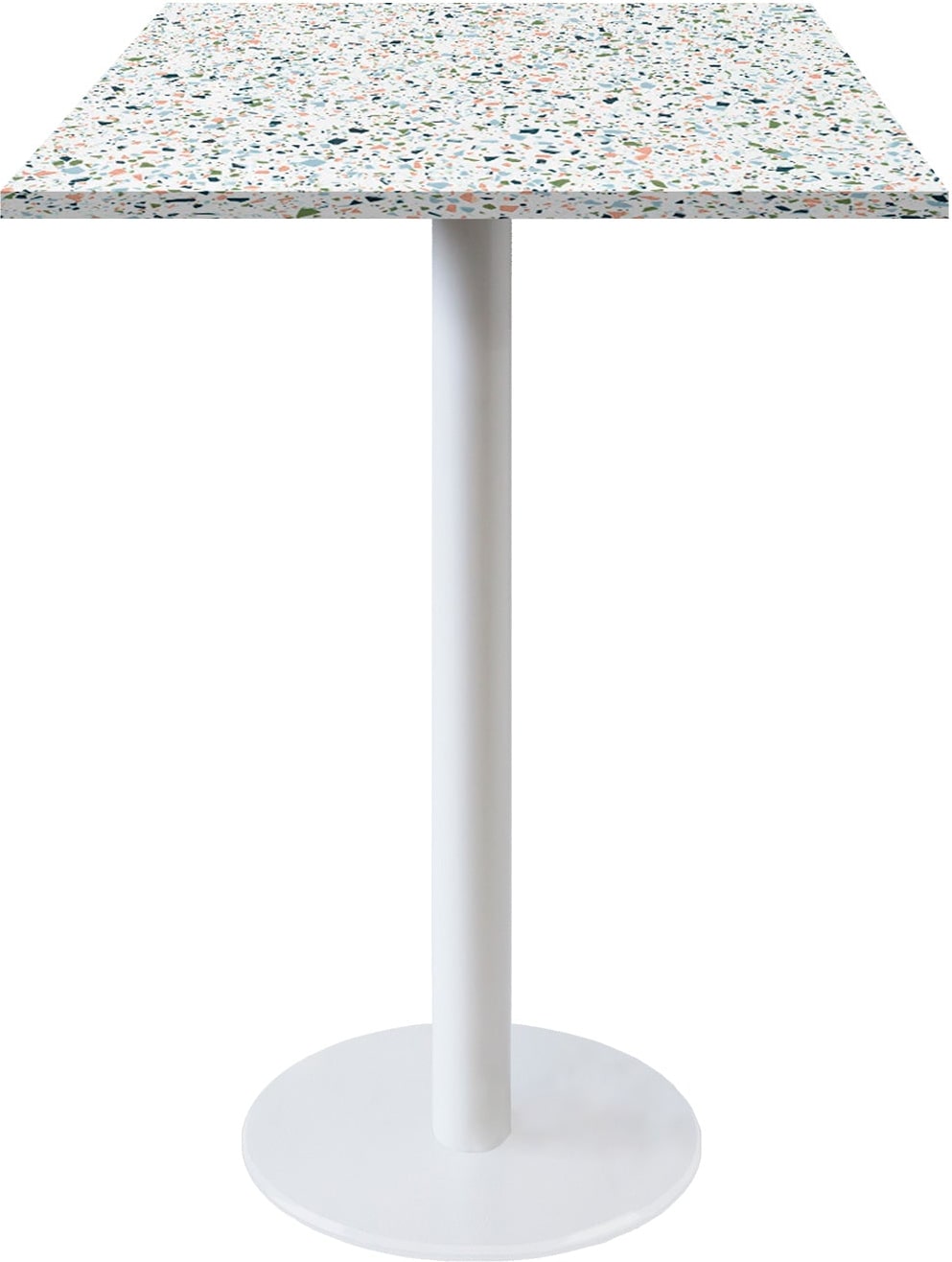 RestooTab - Stehtisch Rome weiß 60x60cm Dekor Terrazzo spectra chip