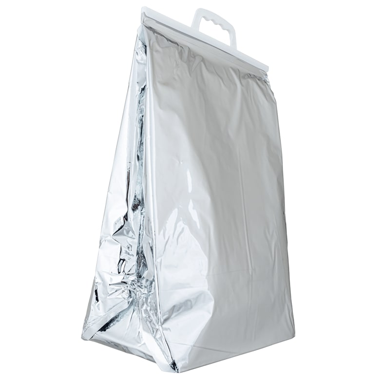 Metallisierte Kühltasche mit festem Boden - 32 x 48 x 20 cm (Öffnung x Höhe x Faltenbalg) - 38 L Volumen - LDPE-Schaumstoffisolierung - pro 50 Stück