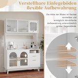 thumbnail of Merax Buffetkast 120 x 40 x 178 cm, witte keuken- en vitrinekast met acrylfront, stopcontacten, USB-A/USB-C