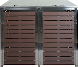 thumbnail of XL 2er/4er Mülltonnenverkleidung HWC-K14, Mülltonnenbox, 117x144x102cm WPC Edelstahl 88kg ~ Walnuss-Holzoptik