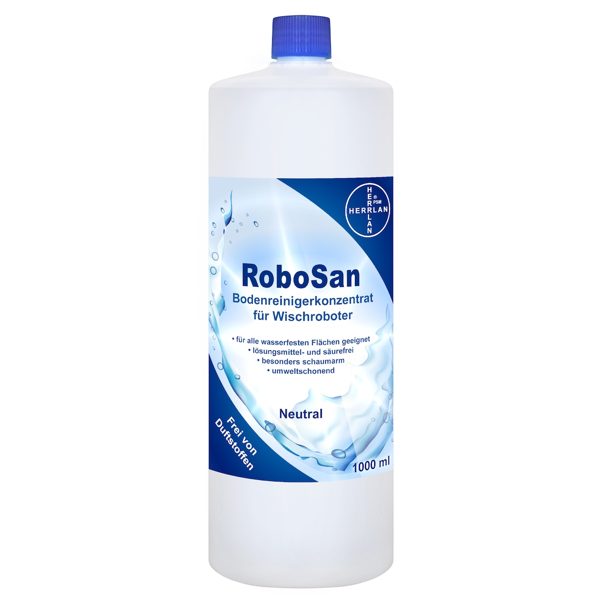 RoboSan Bodenreiniger - Konzentrat ohne Duftstoffe für Wischroboter 1000 ml HERRLAN-Qualität Made in Germany