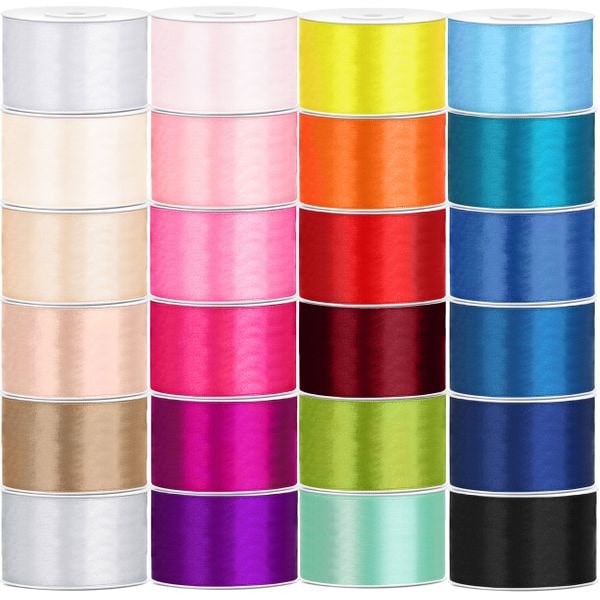 24 verschiedne Farben Satin Geschenkband 25m lang 38mm breit bunt