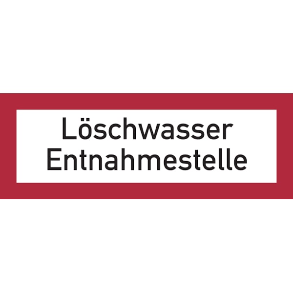 Feuerwehrschild, Löschwasser Entnahmestelle - DIN 4066 - 297x105x0.45 mm Aluminium geprägt
