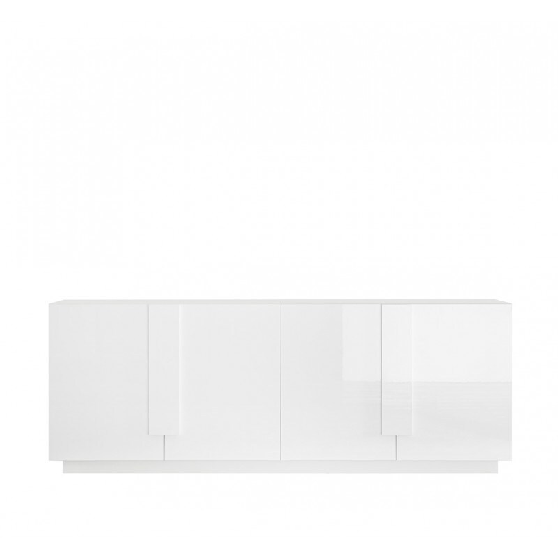 Matelpro - Buffet/bahut moderne 4 portes blanc laqué brillant Uranus - Moderne & Design -Blanc laqué brillant - Huit compartiments -Types de portes: B