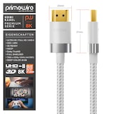 thumbnail of Primewire - 10m High Speed 8K HDMI Kabel 2.1 mit Ethernet ARC 3D 4K Ultra HD 7680x4320 @ 120 Hz PS4 360 TV OLED PC Laptop Beamer Monitor - Weiß/Silber