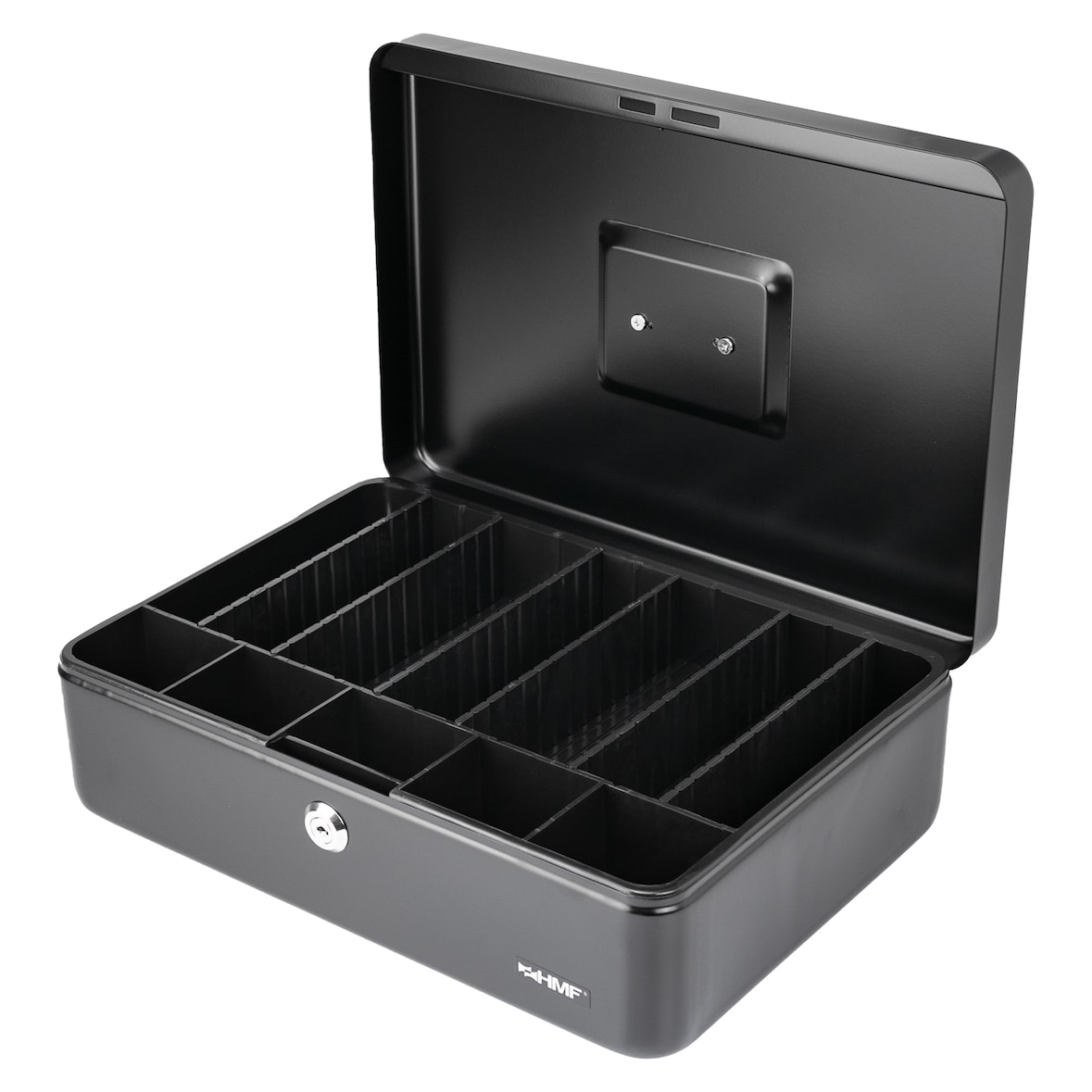HMF 22036-02 Geldkassette mit individueller Facheinteilung, 36 x 25 x 11 cm, Schwarz