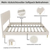 thumbnail of Moderner Minimalistischer Polsterbettrahmen 160x200 cm in Beige – Funktionales Schlafzimmermöbel ohne Stauraum