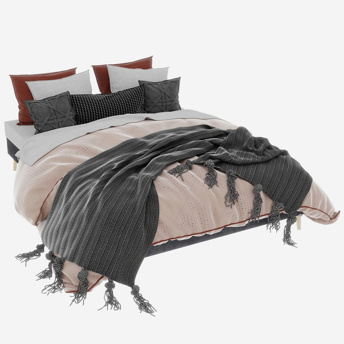 Bett 140x200 Stoffbett modern robust komfortabel langlebig verstellbar Schlafzimmer Kopfteil separat Grau