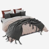 thumbnail of Bett 140x200 Stoffbett modern robust komfortabel langlebig verstellbar Schlafzimmer Kopfteil separat Grau