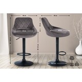 thumbnail of Décoshop26 - Tabouret de bar en velours gris coutures décoratives pivotant support métal noir TDB10666