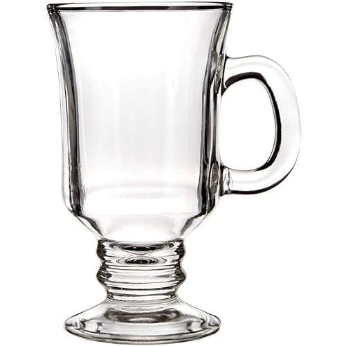 Pasabahce Set 12 Calici con Manico in Vetro per Irishcoffe, Trasparente, 23cl