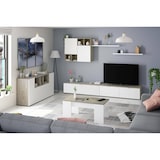 thumbnail of Dmora Highboard Paterson, Modernes Sideboard mit 3 Türen, Wohnzimmerbuffet mit Fächern, Wohnzimmer-Sideboard, 150x41h76 cm, Weiß und Eiche
