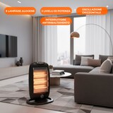 thumbnail of Stufa Alogena Oscillante 1200W con 3 Elementi 3 Livelli di Potenza Basso Consumo Oscillazione 70° Anti Ribaltamento Fino A 40m² 38 × 28 × 55 cm Nero