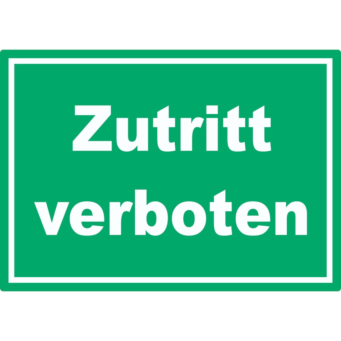 Zutritt verboten Schild grün-weiß A6 (105x148mm)