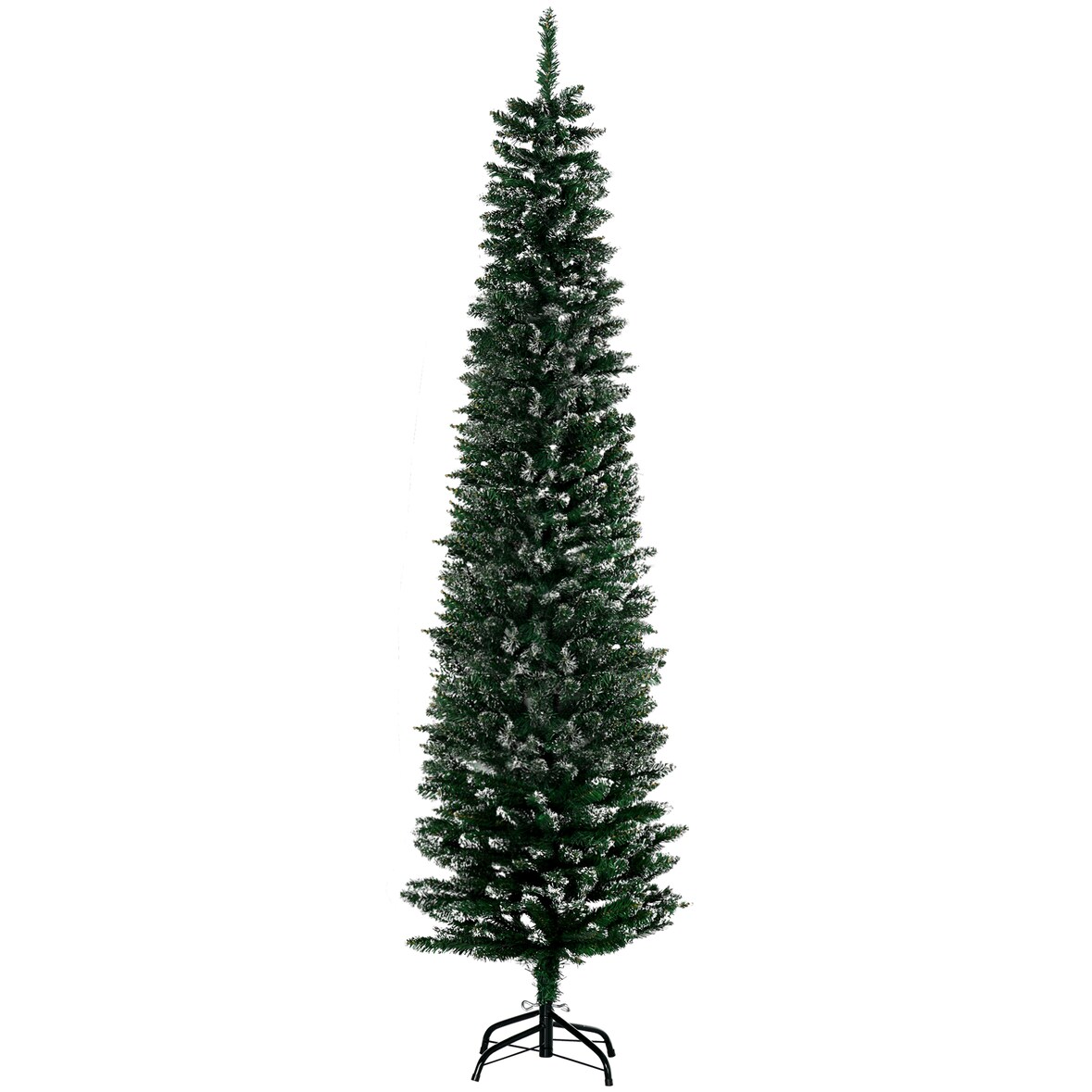 HOMCOM Árbol de Navidad Estrecho 190 cm con 570 Ramas y Soporte de Metal Árbol Navideño para Salón Interior Verde