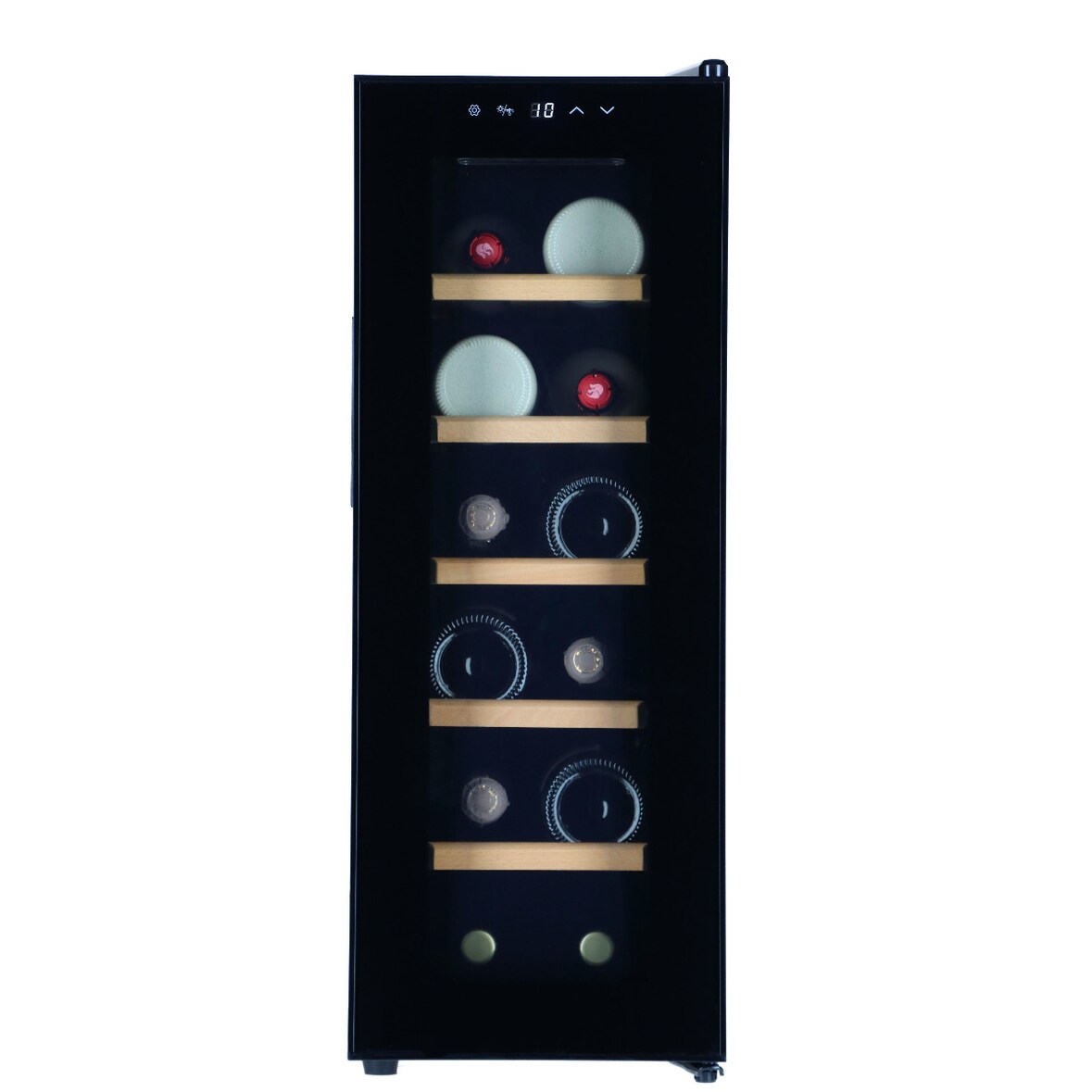 Bierkoelkast Praag - Vrijstaand - Zwart - Bierklimaatkast 12 flessen - 74.2 x 27.3 x 55 cm - Glazen deur