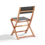 thumbnail of Lote de 2 sillas plegables de madera de eucalipto y textileno negro - Oviala