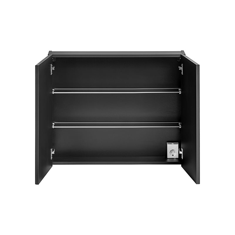 Armoire de toilette avec miroir 80 cm 2 portes finition noir mat Santa Fe Black