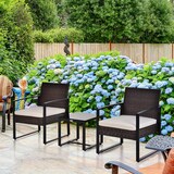 thumbnail of Outsunny Conjunto de Muebles de Ratán 3 Piezas Set de Comedor con 1 Mesa 42,5x40x39 cm 2 Sillones 63x57x76 cm y Cojines Acolchados para Patio Jardín