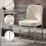 thumbnail of Esszimmerstuhl 2er Set Samt Beige 53x43x82 cm mit dick gepolsterter Sitzfläche verchromtem Metallgestell modern minimalistisches Design